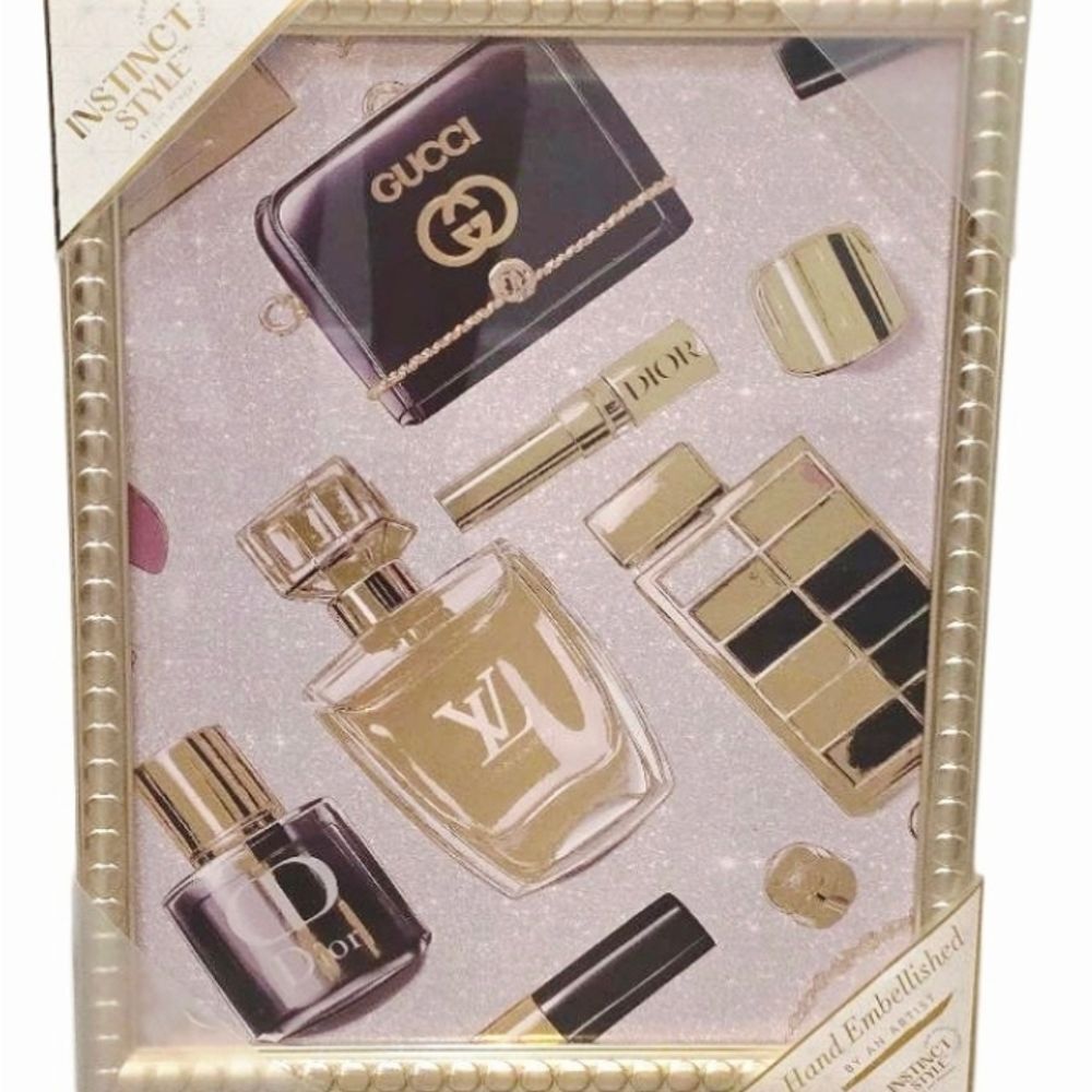 Instinct Style Luxury Cosmetics Glitter Embellished Framed Wall Decor